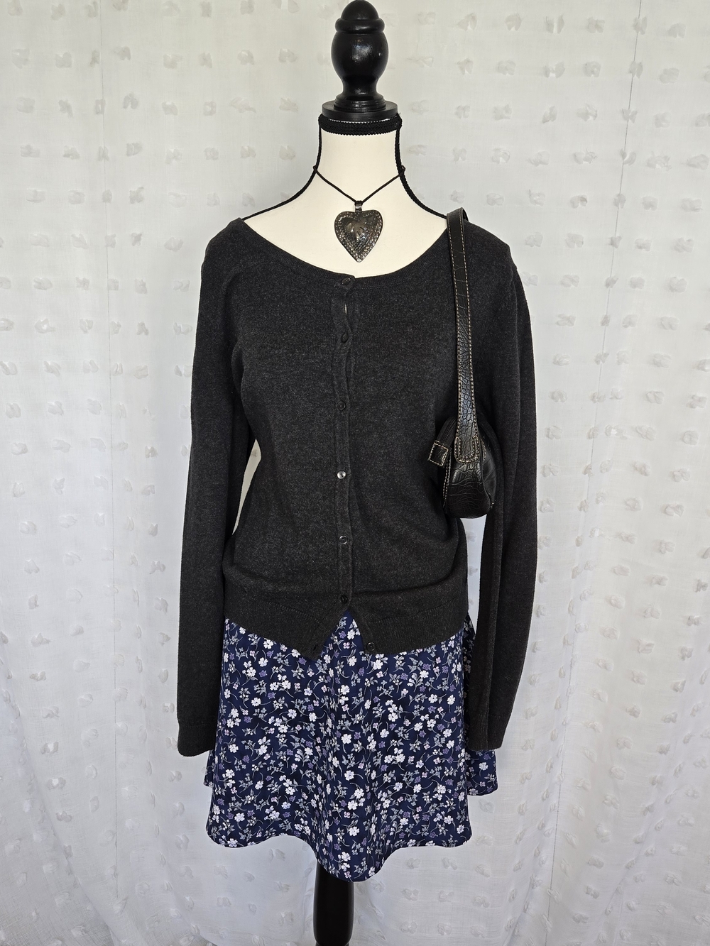 H&M Charcoal Button-Front Women’s Sweater - Classic Crew